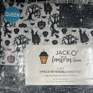 Jack O' Lantern Lane Halloween Queen Sheet Set